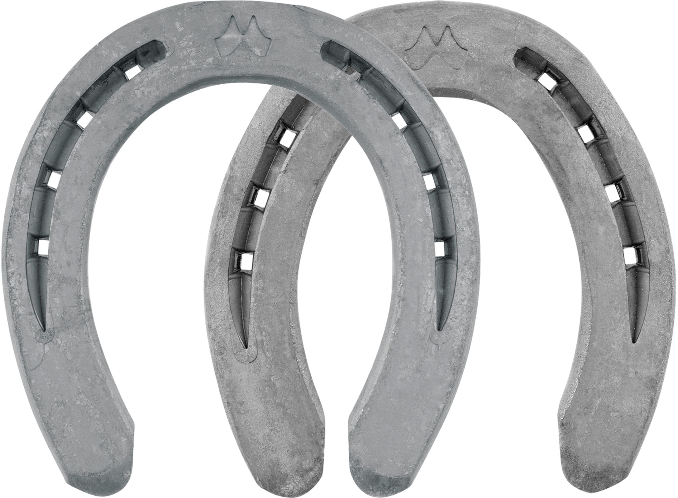 Mustad DM Icelandic horseshoes, front and hind, bottom view