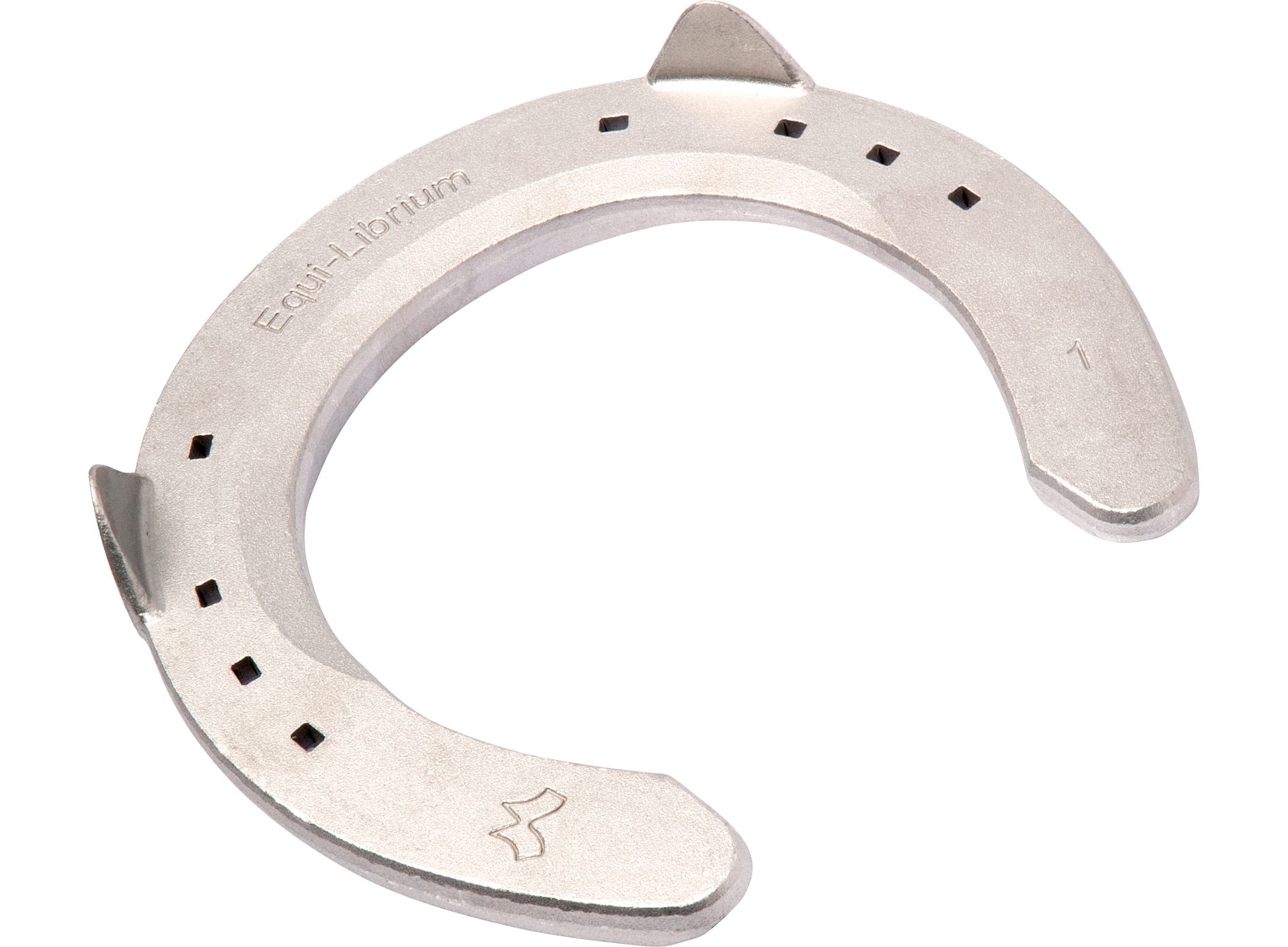 Mustad Equi-Librium Aluminium horseshoe, front, 3D top view