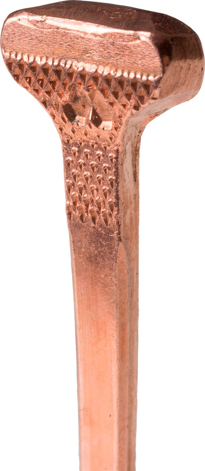 Mustad Copper HammerHead hoof nail, head view