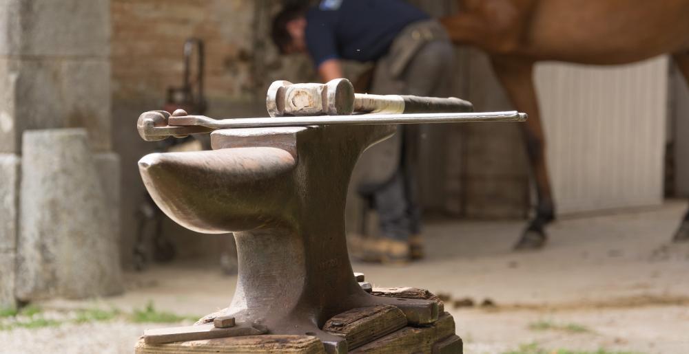 The French farrier Stéphane Brehin anvil and tools